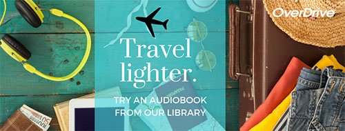 a graphic with earphones and an illustration of an airplane