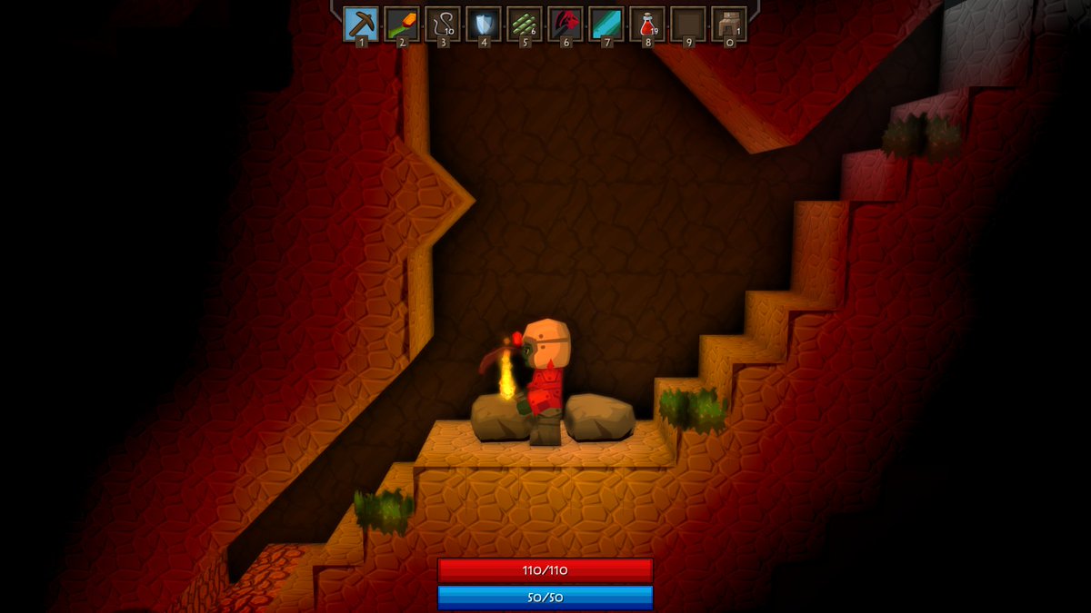 Jedic1's tweet photo. Offhand slots now work in Spoxel! You can now mine while carrying a torch in your offhand. #screenshotsaturday #indiedev #gamedev https://t.co/W36QDmppJf