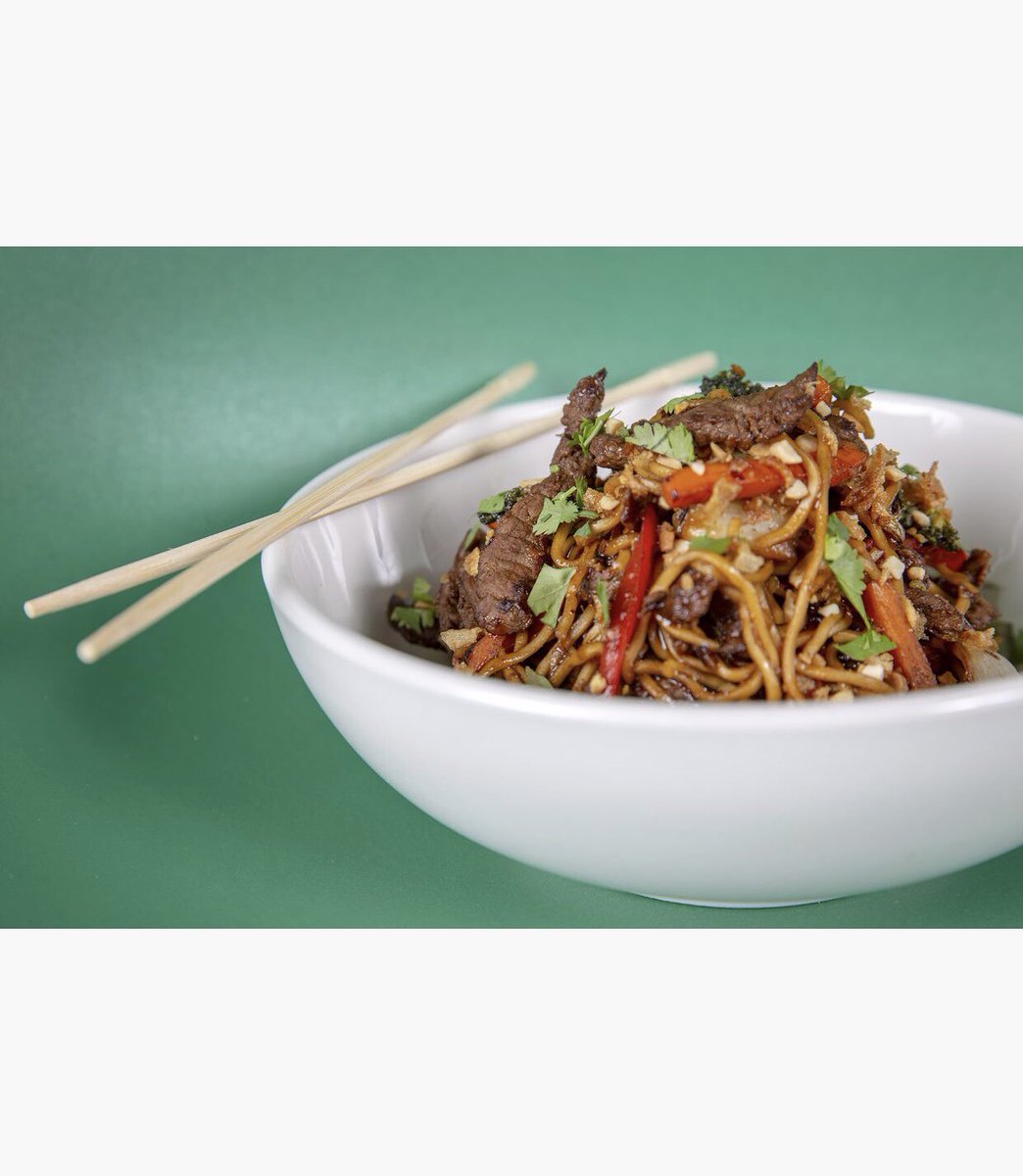 BrownsSpruce's tweet photo. A little bit sweet, a little bit spicy, and a lot of thought! Our new noodle bowl comes with house made sauce 🤤 Try it out later this week! https://t.co/2nowJzgGXr