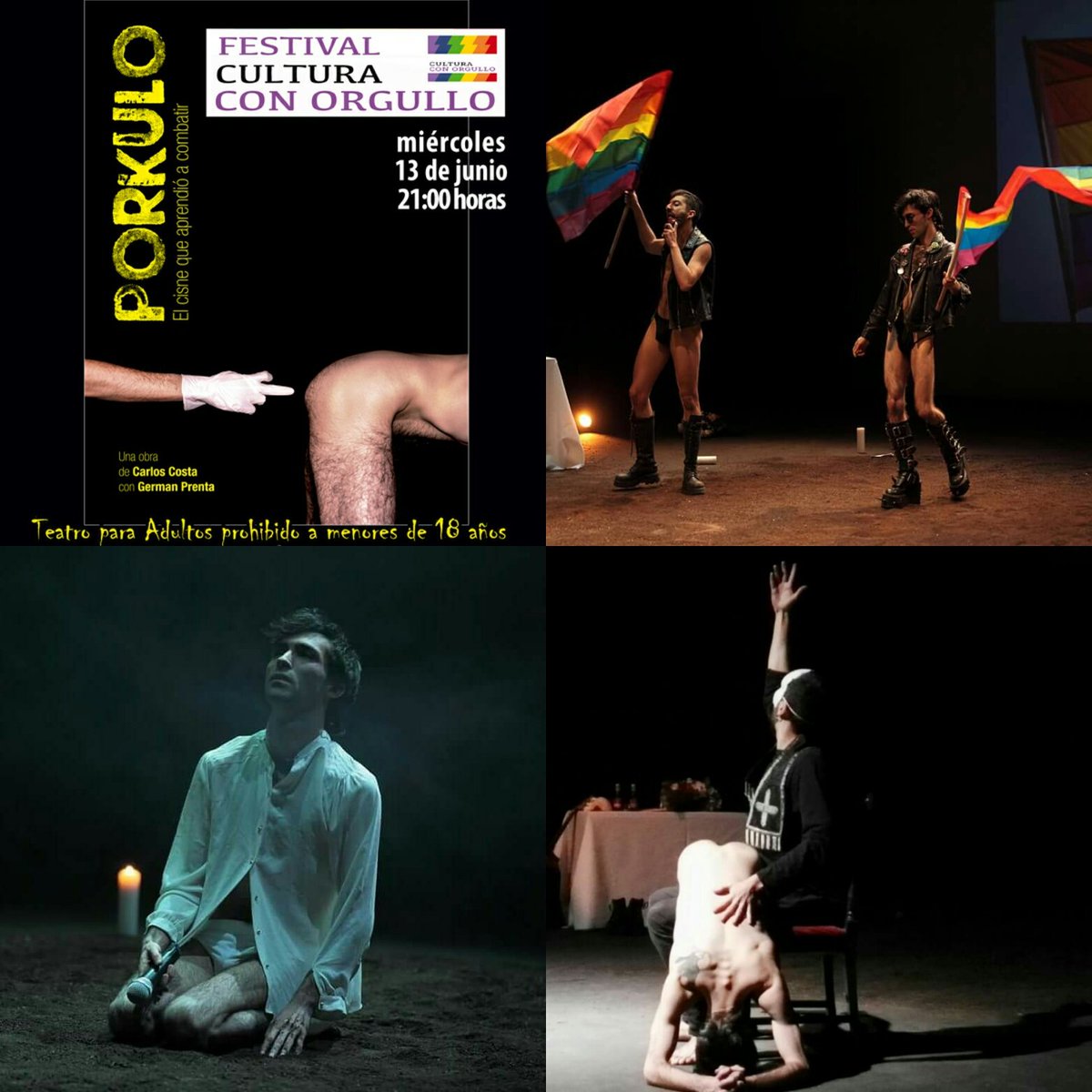 TTeatroabierto's tweet photo. #Teatro #Távora participa en el Festival #CulturaconOrgullo
#Sevilla con #MortificaciónTeatro y su tremenda obra #PORKULO EL CISNE QUE APRENDIÓ A COMBATIR #CarlosCosta
13 junio 21h
https://t.co/5W81DPMX8f
#teatroSev #culturasev #cdaea #LGTB #Lgtbi #Togayther #MuyDeEscenarios https://t.co/1g2lxCbaKN