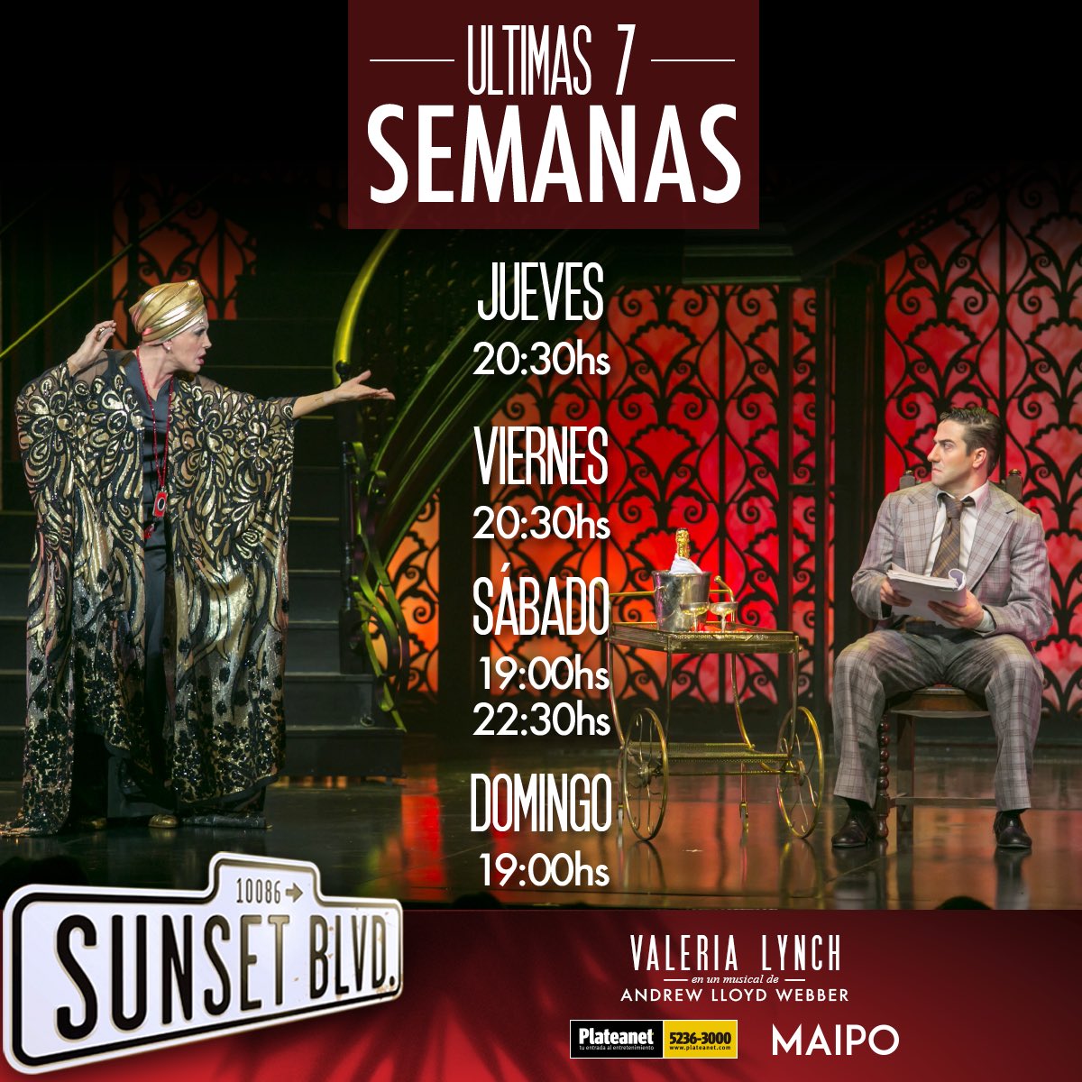 Aclamada unánimemente por el público y con calificación de 🌟🌟🌟🌟🌟 otorgada por la crítica especializada. 
#SunsetBlvd ¡Una producción única en Buenos Aires! ⚡️ÚLTIMAS 7 SEMANAS⚡️
Conseguí tus entradas en bit.ly/SunsetBlvd18 o boletería!