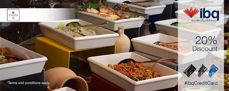 Use your ibq credit card and get 20% discount on Iftar and Suhoor at Millennium Hotel Doha
#ibq #ibqCreditCard #ramadan2018 🌙
#MillenniumHotelDoha