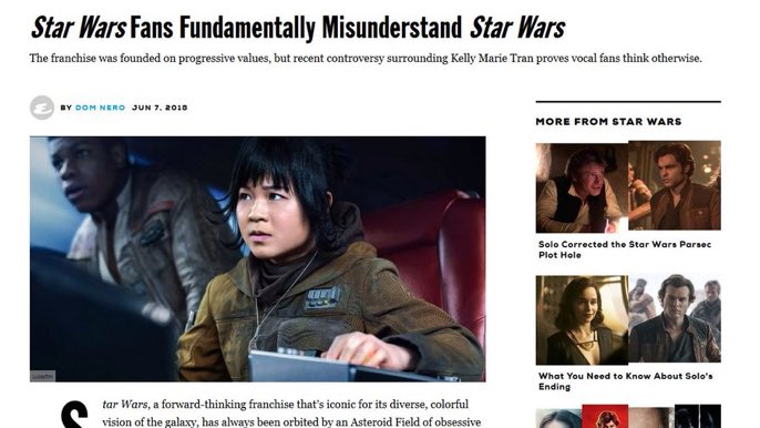 BrettRSmith76's tweet image. Star Wars Fans fundamentally misunderstand Star Wars the same way that 2016 Voters fundamentally misunderstood Hillary Clinton. Since "Racism" is the charge might as well add "Russian Interference" to be consistent. #ISeeAPatternHere #IntellectuallyDishonest