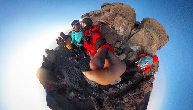jonathanronzio's tweet photo. A #tinyplanet photo taken around 19,000 feet on Mount Kilimanjaro! @epatricklee and I had crested the summit ridge line and were staring back at the sun rising over Africa. Captured on the Ricoh #ThetaS 360-degree camera. #exploreinspired .
.
.
.
.
.
#ki… https://t.co/TUCIIQ6Hp9 https://t.co/1RXmrlCq8f
