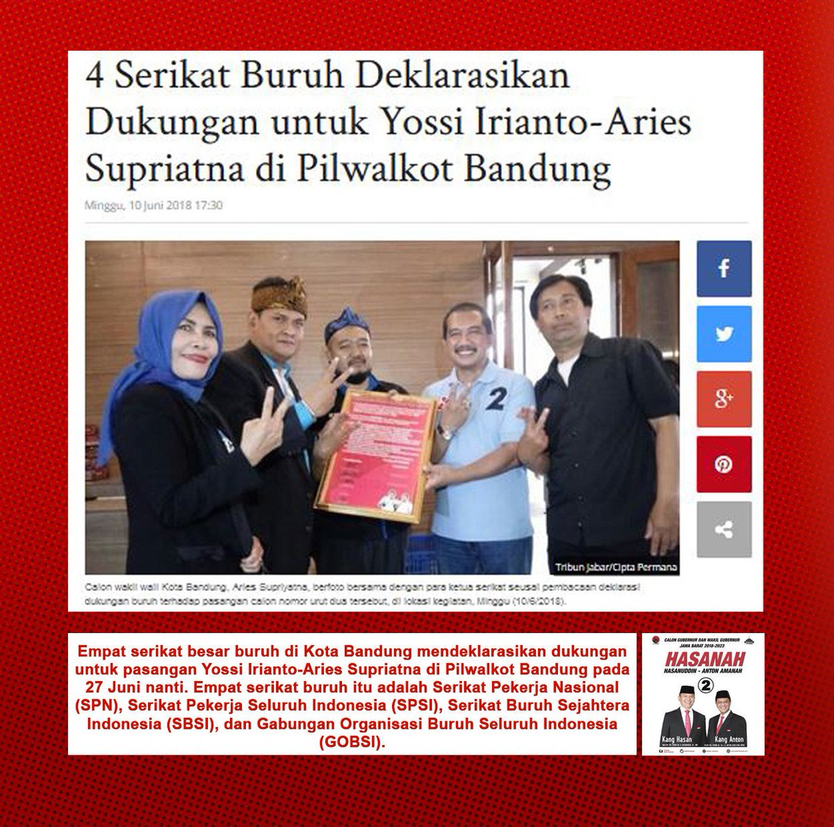 ineu_purwadewi's tweet photo. Serikat Buruh Dukung Yossi - Aries di Pilwalkot Bandung
#yossiearies
#yossieariesmenang
#hebring
#hebring2menang
@kang_yossi
@bandung_hebring https://t.co/Qt0YAJHSfF
