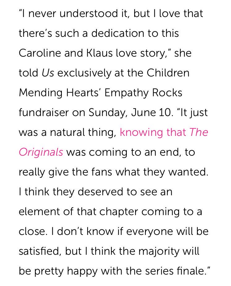 mrspaolina's tweet photo. All I got from this Candice interview is that Klaus and Caroline are a love story and that we fans will be very happy with the final. Candice has again confirmed our endgame❤ #Klaroline #TheOriginals https://t.co/KKROn5xO4J