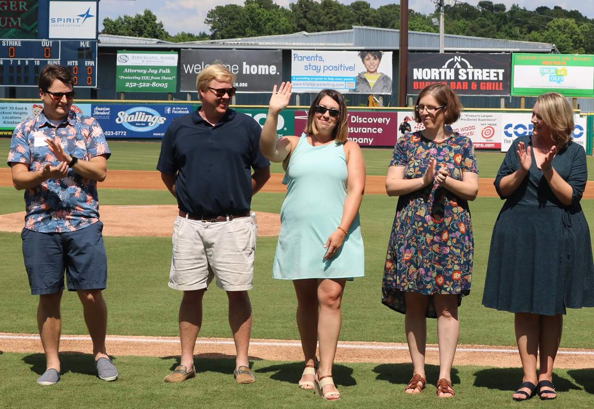 Congratulations to our very own Erin Passailaigue for winning the <a href="/kinstonfp/">Kinston Free Press</a> 20 Under 40! She was recognized yesterday along with other winners at Historic Grainger Stadium before the @GoWoodDucks took the field.