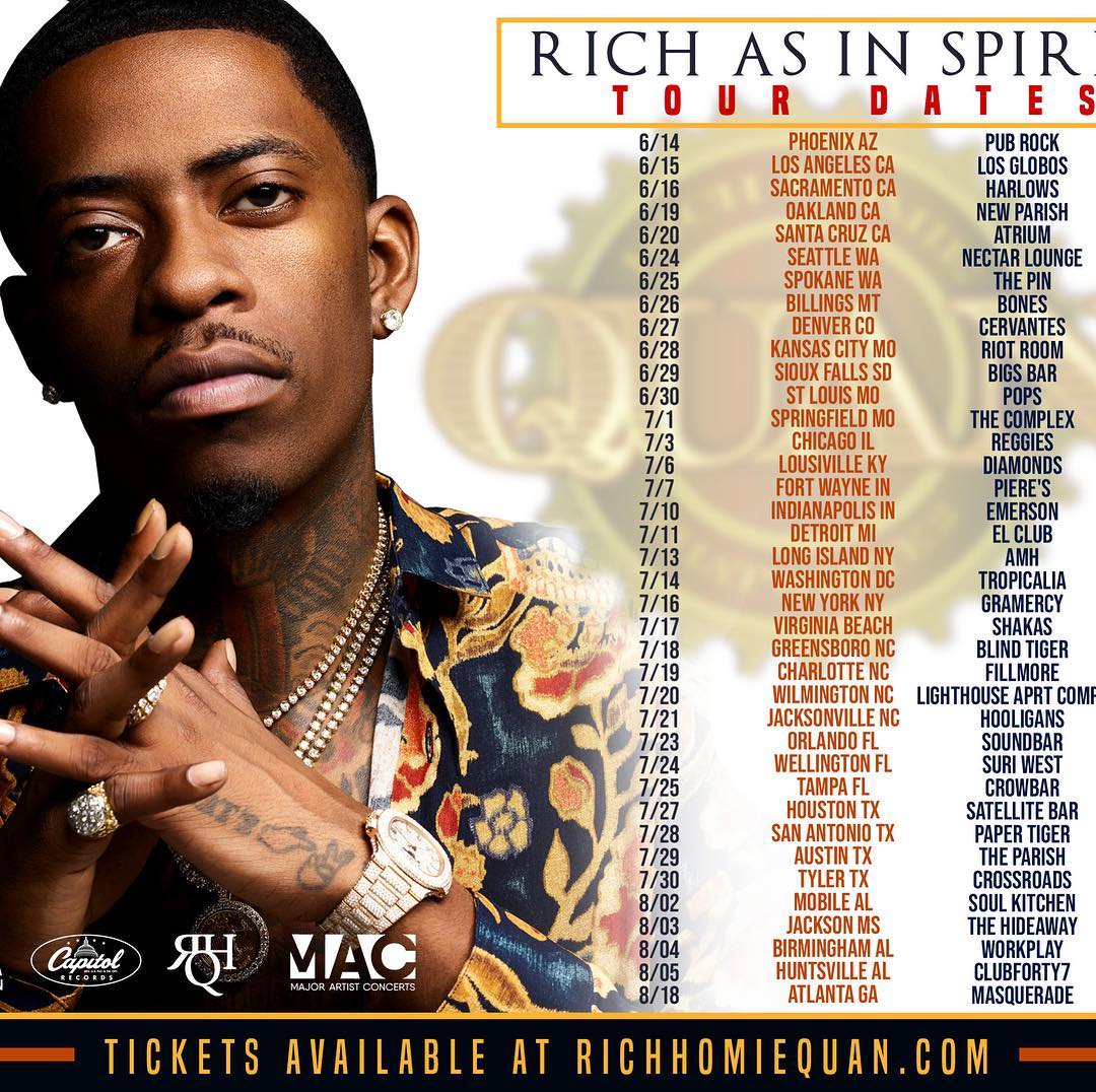 UMG's tweet photo. Get your tix to see @RichHomieQuan on the RICH AS IN SPIRIT TOUR  starting this Thursday, June 14 in #Phoenix! >>> https://t.co/LNHKUunxw8 https://t.co/lwostiPRYc