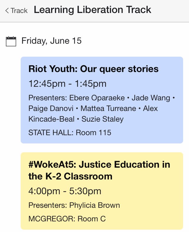 EdJusticeDET's tweet photo. #AMC2018 is THIS WEEKEND!!! 

If you haven’t seen yet, here’s all the #LearningLiberation sessions!

FRIDAY:
@neutral_zone’s “Riot Youth: Our Queer Stories” at 12:45pm

Phylicia Brown’s “Woke at 5: Justice Education in the K2 classroom” at 4:00pm https://t.co/pqh7EWIgiO