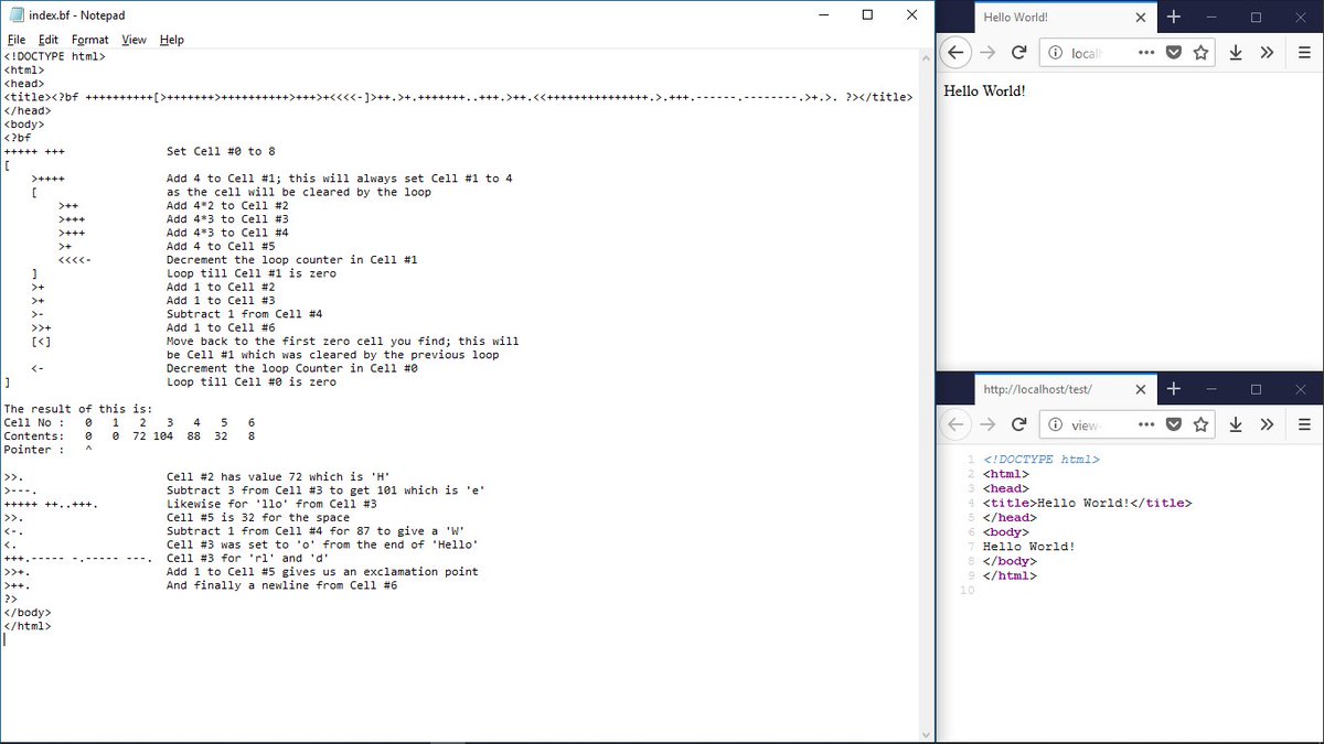 jamolnng's tweet image. Made a web server that lets you use inline brainfuck to create dynamic webpages

github.com/jamolnng/WebSe…