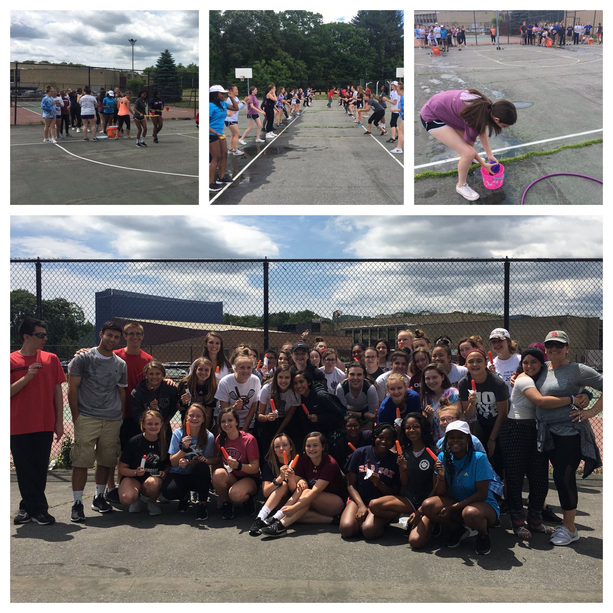 CoachGuarente's tweet photo. Incredible E block field day filled with water balloon toss, obstacle courses, and popsicles. Just remember those of you who threw water balloons at me have failed for the year. #justkidden #greatclasses #almostdone! https://t.co/iSR2PEHQ5f