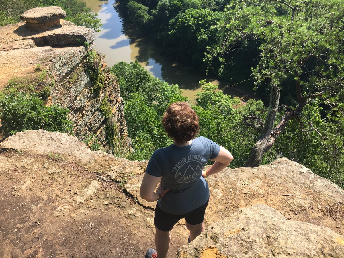 Reaching new heights, thanks to @MyPeakChallenge, @SamHeughan, @jordana_brown, and Coach Valbo! It's so worth every burpee! Hiking the Narrows at Harpeth outside Nashville, Tennessee. #MPC2018