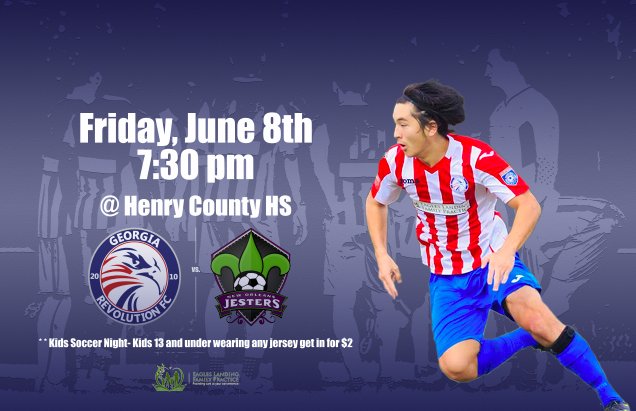 Ga_Revolution's tweet photo. Revs drop a close game 1-2 to the @NolaJesters Friday night in a hard fought match.  We love the passion of our fans!

Next home match is Sat 7:30pm v @EmeraldForceSC. 

Check out the highlights here: https://t.co/X4ICO4AU0K https://t.co/8cCjXioeAZ