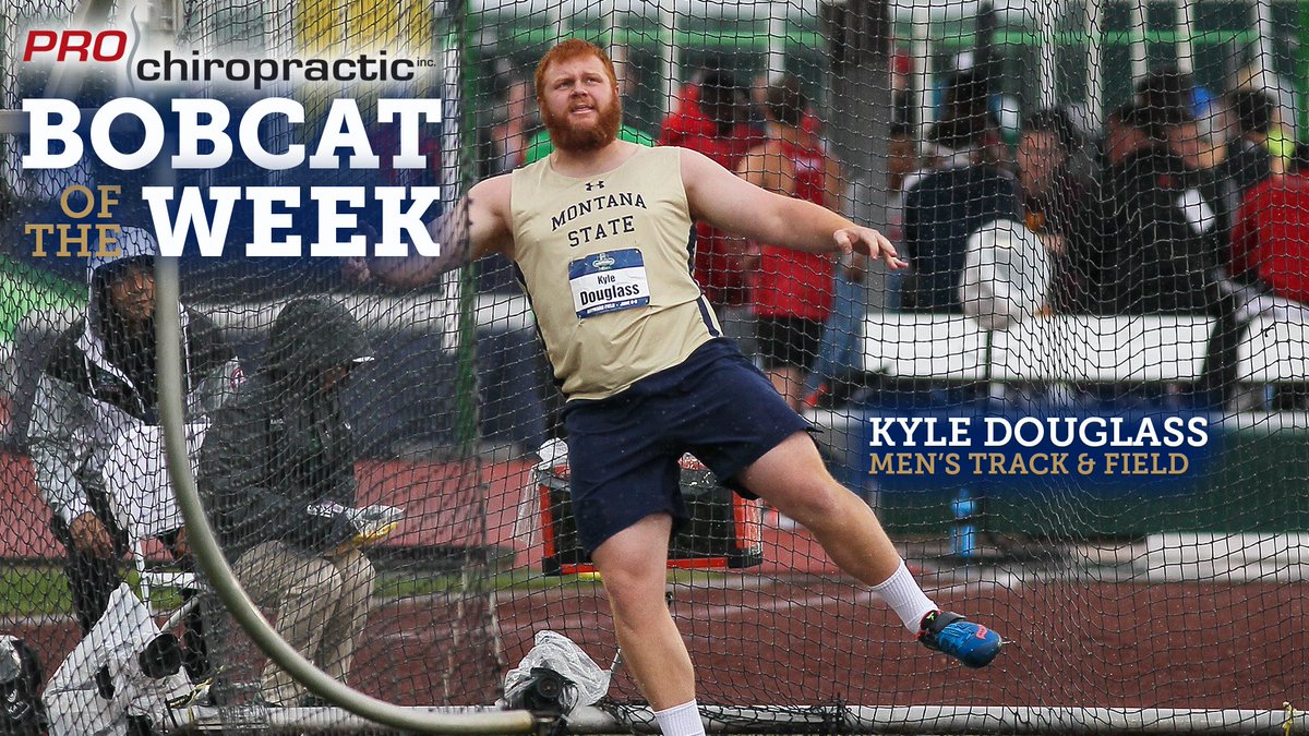 MSUBobcats's tweet photo. Kyle Douglass garnered honorable mention All-America accolades competing in the discus at the #NCAATF Championships. 

He earns the final @ProChiroMT Bobcat of the Week award of the 2017-18 athletic season!

https://t.co/sp9FDEASLm https://t.co/WDAFY4lSs4