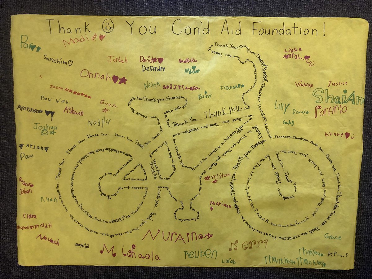 CANdAid's tweet photo. There is no such thing as a case of the Mondays when our day starts with thank you notes from happy kids! We love the creativity of this one! #candaid #dogoodery #treadsandtrails https://t.co/cJ0AJlhCph