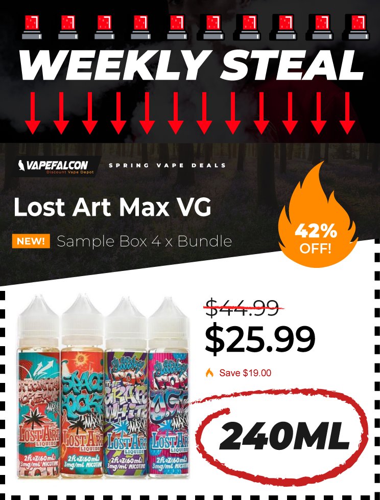 vapefalcon's tweet photo. New Weekly #Vape Steals!

https://t.co/ggF287Wmnw

#vapeon #vapefam #vapelife #notblowingsmoke https://t.co/FtfQ3xVmfz