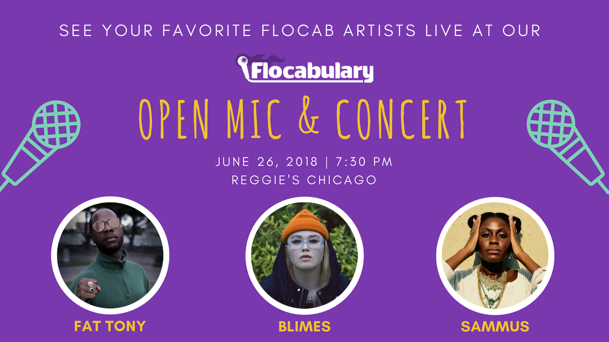 Flocabulary's tweet image. Three of our artists will be performing Flocab raps and original songs at Reggie&apos;s Chicago on June 26! Tickets are $5, and get you a full night of performances, an open bar, food and swag. hubs.ly/H0cw72H0 #ISTE18 #collabed #Admin2B #TLchat