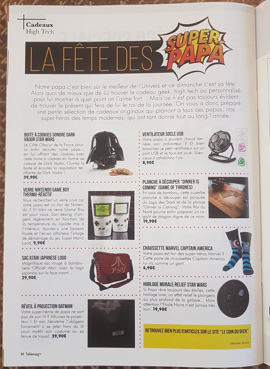 Geekmeall's tweet photo. [GEEK ME ALL/TELEMAG +]
Salut à tous retrouvez dans votre @TelemagPlus de ce Mardi mon nouvel article sur une petite sélection de cadeaux geeks originaux pour la fête des pères.#telemagplus #fetedesperes #geek #iledelareunion https://t.co/RtWdpVkRB4