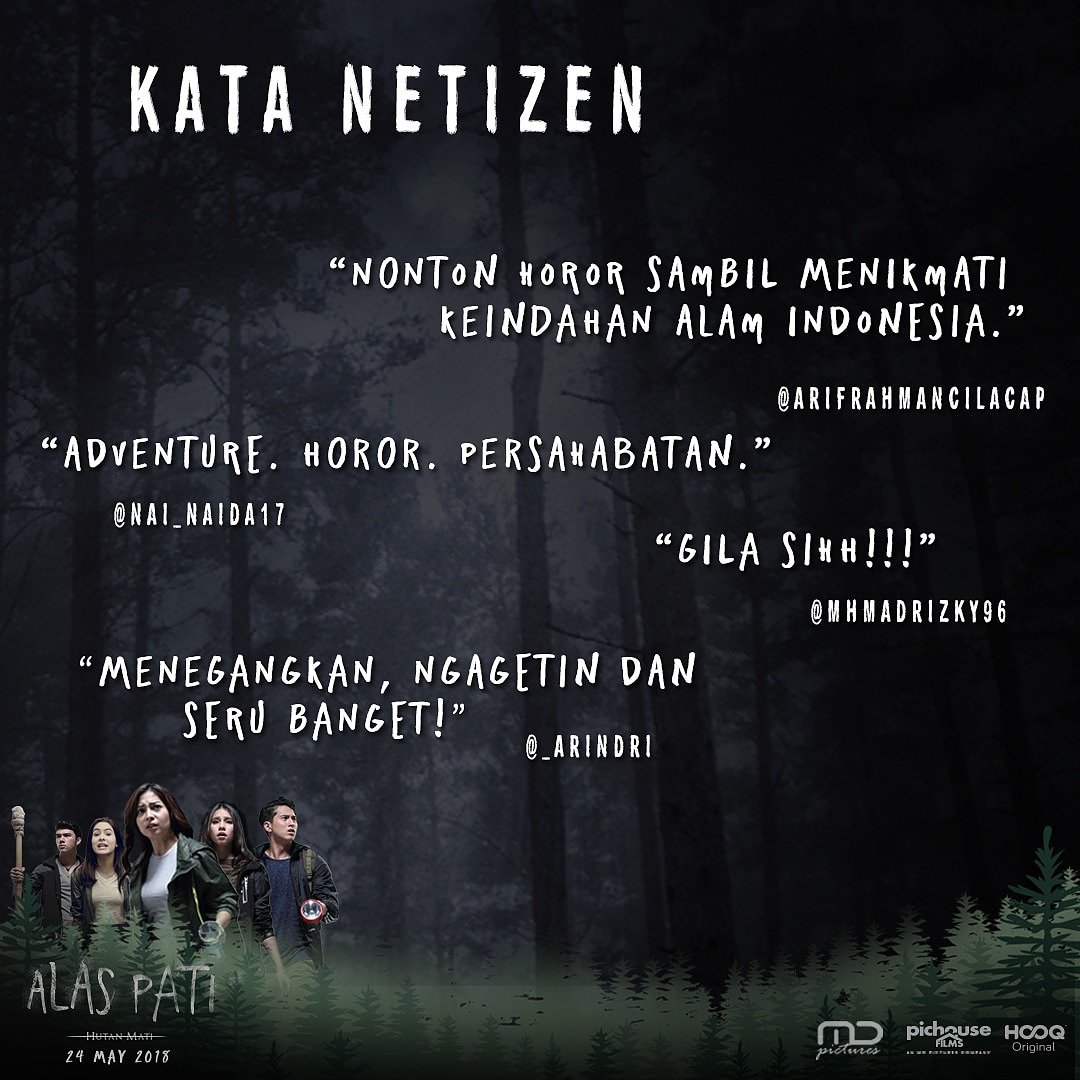 filmalaspati's tweet photo. Ini kata netizen setelah nonton film #AlasPati: #HutanMati. Masih tayang di bioskop!

#FilmAlasPati
#pichouseFILMS
#MDPictures https://t.co/hKx09l5K2Q