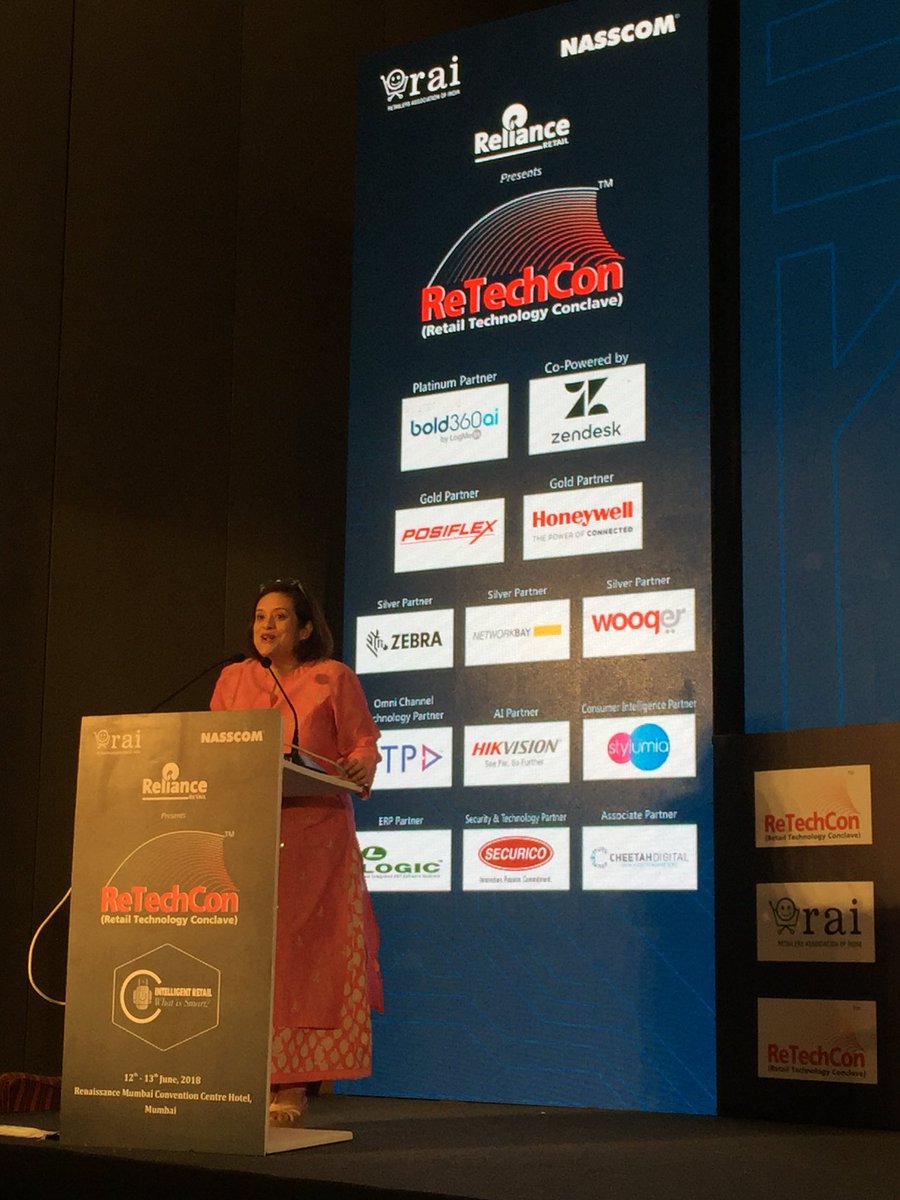 chetansamant's tweet image. ‘Data is foundation for Retail’ @debjani_ghosh_ speaking at house full #ReTechCon2018 @rai_india @nasscom