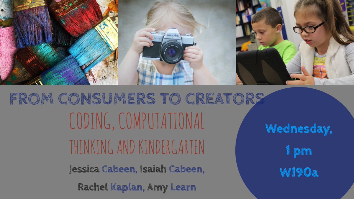 JessicaCabeen's tweet photo. Kindergarten and Coding? If you are going to #ISTE18 check out our session! @RachelKaplan06 @AmyLearn #HackingEarlyLearning https://t.co/QoRukAn73N