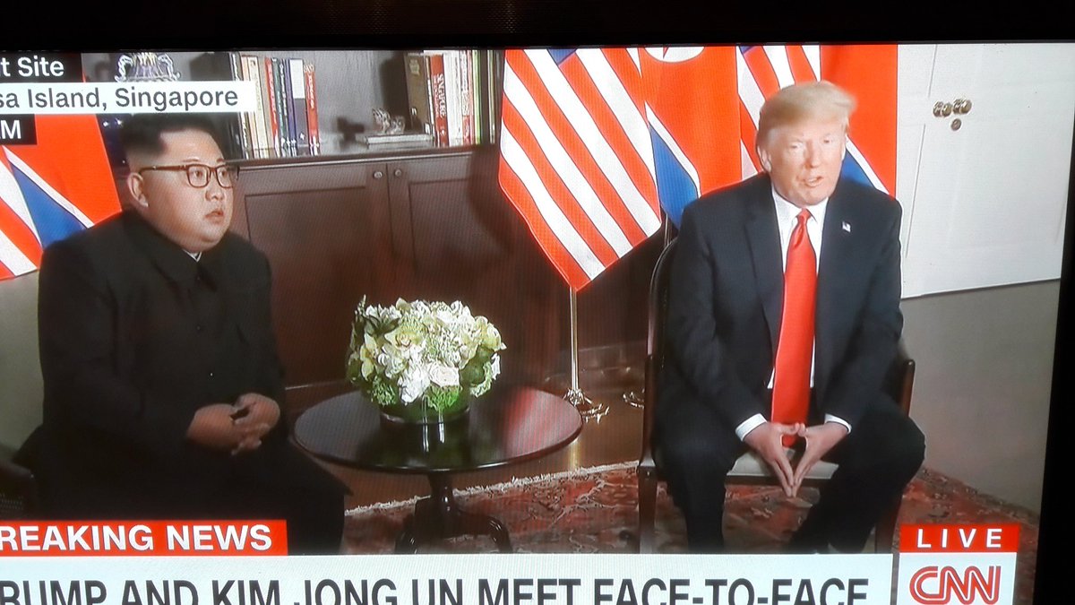 yvespfelix's tweet photo. Malgré les visages fermés, les poignées de mains sont cordiales et respectueuses. Donald Trump semble serein, Kim Jong-Un un peu impressionné. Comme l'on pouvait si attendre, le leader nord-coréen ne s'exprime pas en anglais. #trumpkimsummit #TrumpKim https://t.co/0whps3TCRu