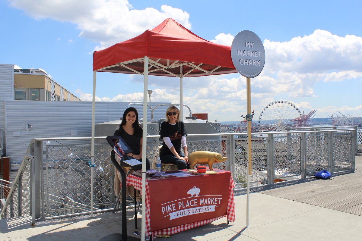 MktFoundation's tweet photo. Pike Place Market Foundation staff and volunteers will be at the MarketFront all summer long, ready to assist our Charm donors and take new donations of Market Charms!
Come say hello, learn more about how to design your very own Charm, and share your #MyMarketCharm story with us https://t.co/FgG3PskHwD