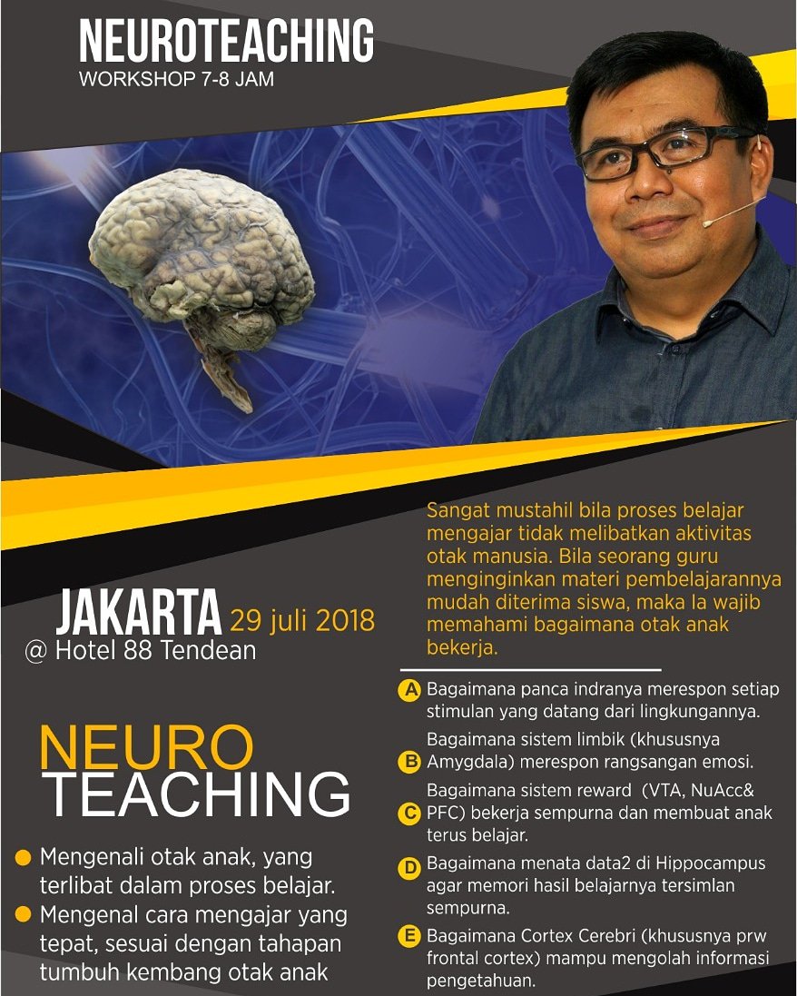 amirzuhdi's tweet image. Untuk Para Guru Indoensia,
kami selenggarakan : 
WORKSHOP NEUROTEACHING | 
JAKARTA, 29 Juli 2018

Info Dan Register :
WA : 0821-3645-7526 

#neuroteaching
#neuroscience
#dramirzuhdi