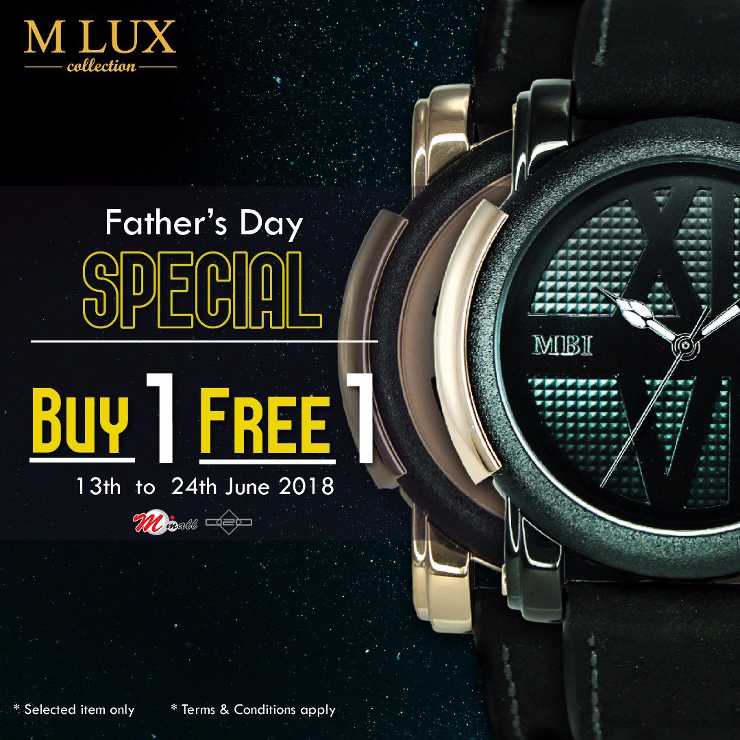 Mmall_'s tweet photo. Spend more TIME with your daddy. A watch as the prefect gift for HIM. Happy Father's Day. <3 - M Lux Collection
#MMallO2O #FathersDay #MLuxCollection #Buy1Free1 https://t.co/9hIJcjax17