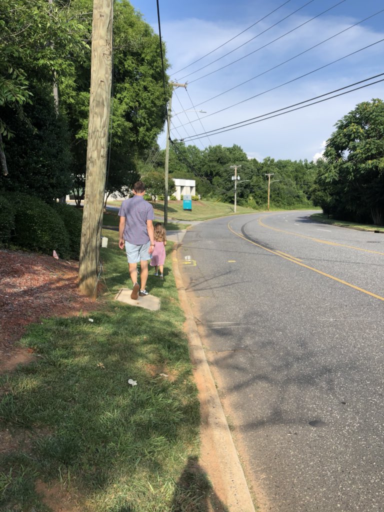 gtg115i's tweet photo. Suburban hike from our hotel, through an industrial park to a strip mall pizza chain. Sidewalks would have been nice. It’s easy to forget how hard it is to walk outside of urban areas. #roadtrip #placesforcars #notforpeople https://t.co/AmYf3GFeWr