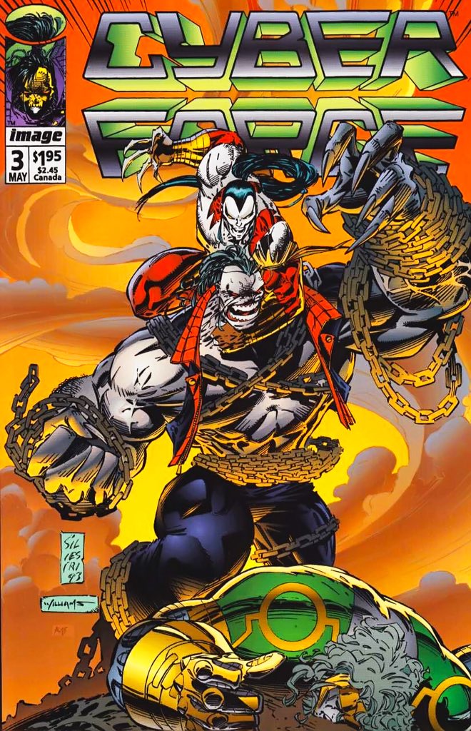todayscomic's tweet image. Cyberforce #3 by Eric Silvestri and @Marc_Silvestri. Published 25 years ago this month. #Cyberforce #Ripclaw