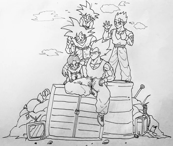 こんなの描いてみました✨
所々失敗してますが…。😣
特に悟飯😵
色塗り苦手な自分に代わって誰か色塗ってくれないかなぁ笑
#ドラゴンボール 