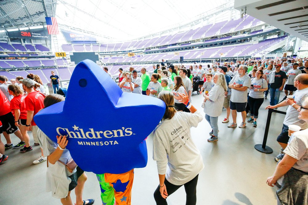 childrensmn's tweet photo. PHOTO ALBUM: On Saturday, June 9, more than 2,300 people packed @usbankstadium for Walk for Amazing, the first-of-its-kind fundraiser for Children’s Minnesota. Together we walked, danced and played while raising over $332,000 for Children’s programs! https://t.co/OsnWZRCieM https://t.co/EZkaEJdzrz