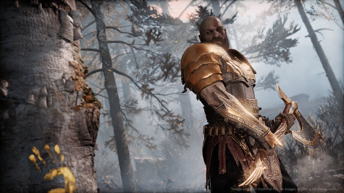 PlayStation's tweet photo. Confirmed: God of War is getting a New Game+ mode, letting you replay the game with end-game armor and upgrades: https://t.co/cfHVA2ANAu @sonysantamonica #PlayStationE3 https://t.co/mGoRk5cdHT