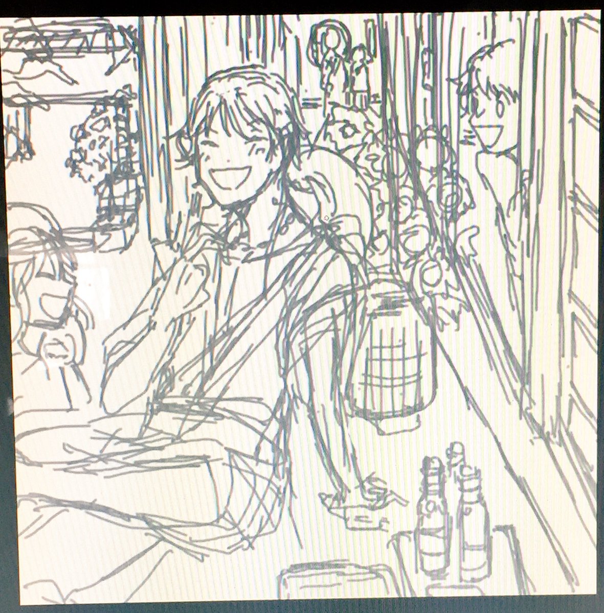 仕事前に落書き。夏が恋しい。寒い。 