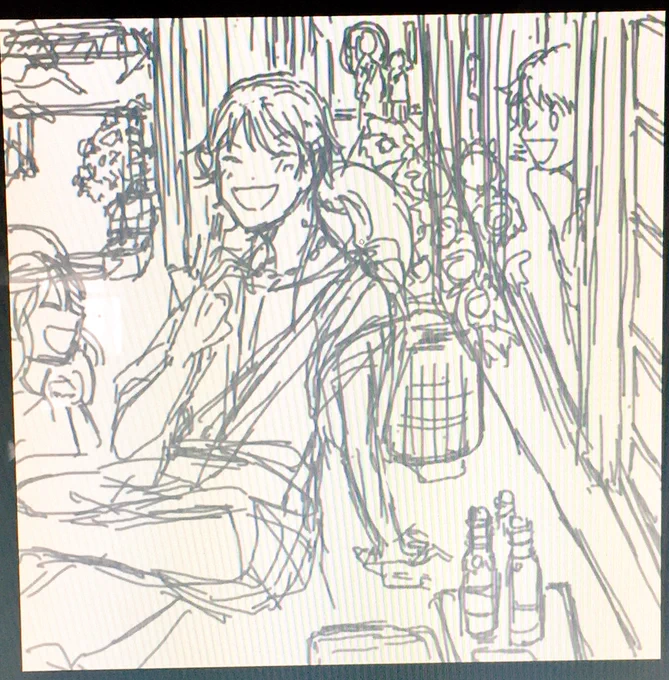 仕事前に落書き。夏が恋しい。寒い。 