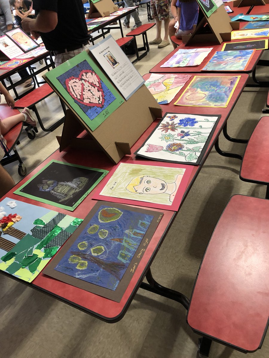 MrsPiteo's tweet photo. 🌟🎨👏🏻 Another fabulous art show featuring Ms.Grillo’s class! 🌻🖍🖌✂️✏️☮️ @WOSnews https://t.co/sD6yEk63iY