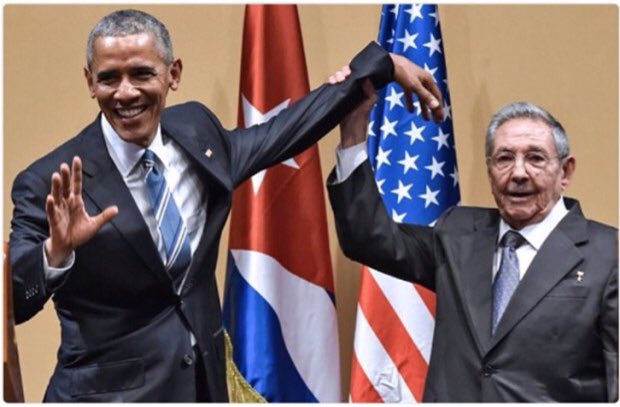 Media hacks lose their shit over flags, but were fine with Obama-Castro flags