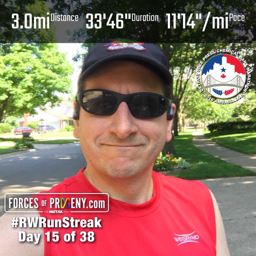 ForcesOfProgeny's tweet photo. It’s a beautiful day in the neighborhood...
Day 15 of 38 of my #RWRunStreak:
3mi @ 11:14/mi for 33:46
May half to spend some time on the treadmill if my knee pain keeps up.
#FreepHalf Training
#FreepMarathon Ambassador https://t.co/c9PMI3Ni2f