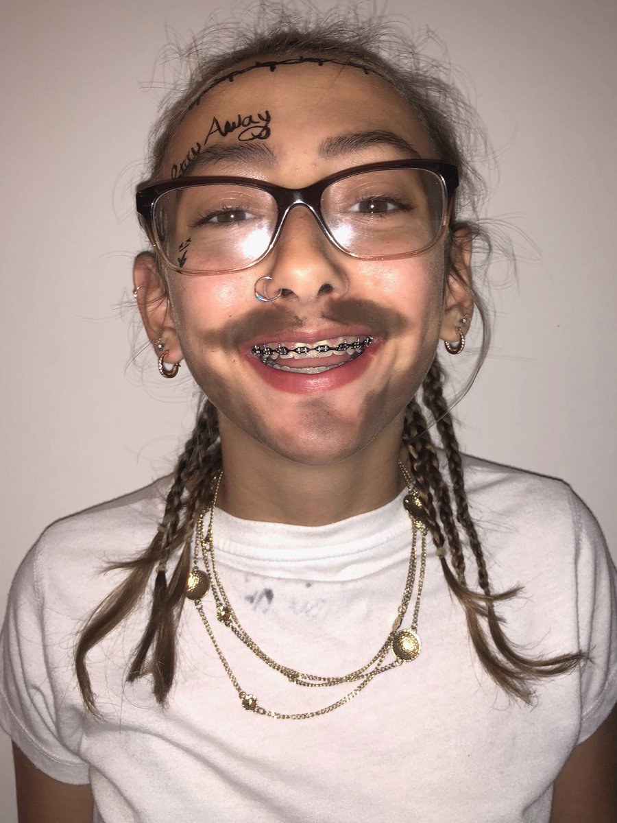 hunter_bugh's tweet photo. So I decieded to turn my sister into Post Malone and this was the result 💀 https://t.co/UmvTRkUFLJ