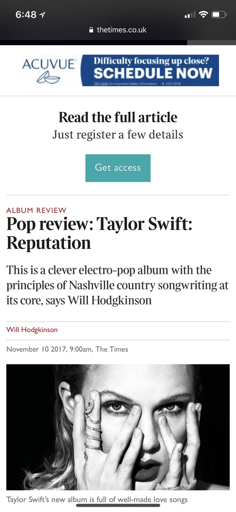 Pop review: Taylor Swift: Reputation