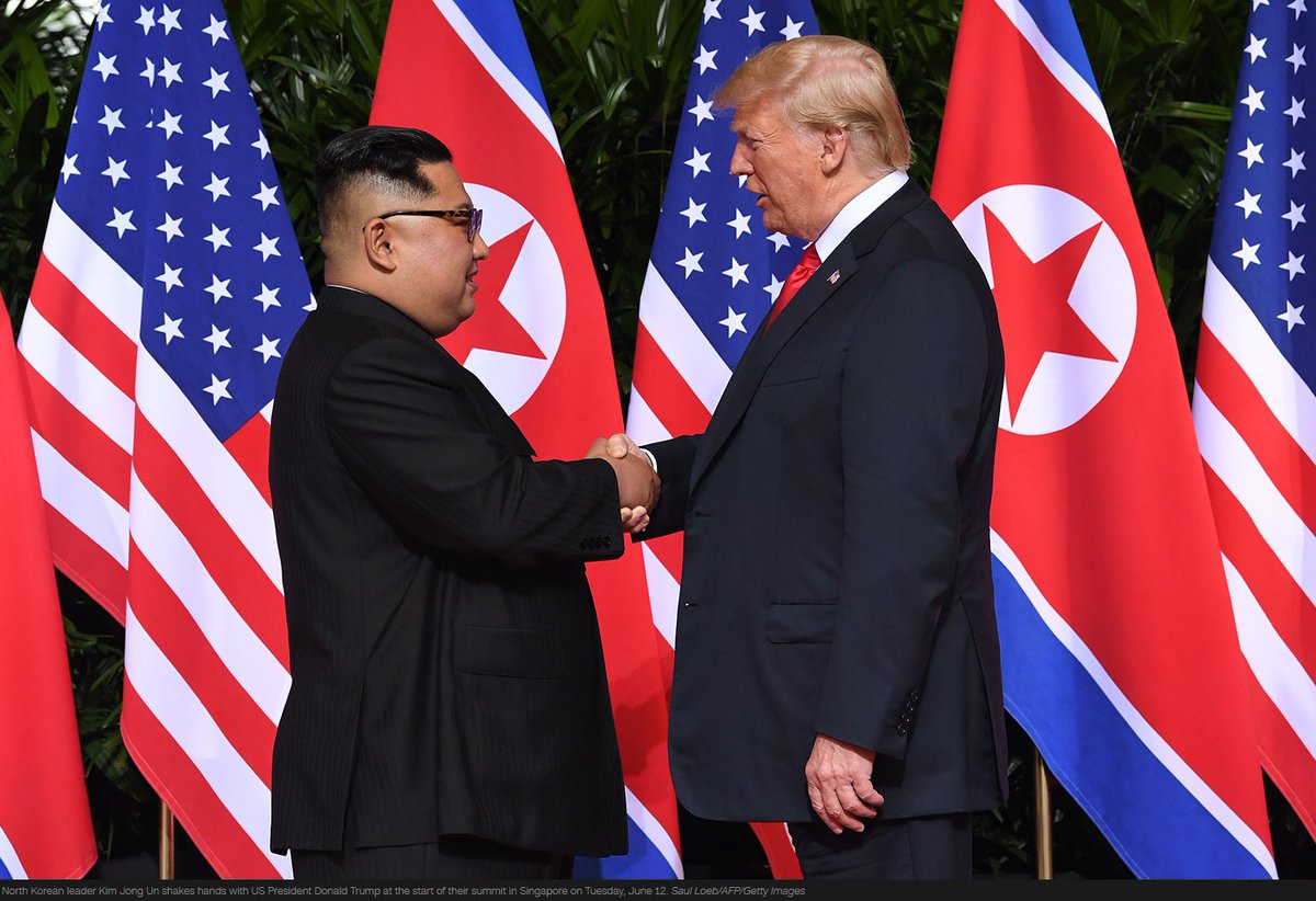 CNN's tweet photo. US President Donald Trump's meeting with North Korean leader Kim Jong Un, in pictures https://t.co/vVyTrlS1JL https://t.co/Bca7ZvuKjT