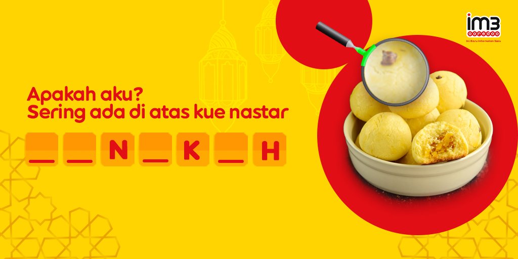 indosatim3's tweet photo. Siapa yang kue Lebaran favoritnya nastar? Biasanya suka ada benda kecil ini ditancapkan di atas nastar, apakah itu? Retweet post ini, reply jawabanmu dengan hashtag #TebakTebakanSahur #UnlimitedYouTube, mention 2 dan menangkan pulsa 25rb!  https://t.co/V7gFNX8TLX https://t.co/a5w6bFjq22