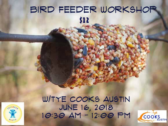 tyecooksaustin's tweet photo. Great Father's Day Event! Come build an Eco-friendly birdfeeder @toybraryaustin with @tyecooksaustin on 6.16 at 10am https://t.co/3ro6XdmecP