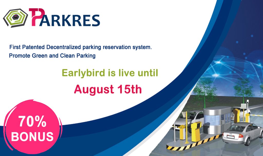 ParkresICO's tweet photo. Parkres Earlybird live - 70% Discount - Join today at https://t.co/UDQir6y8wG
#parkres #parkresICO #cryptocurrency https://t.co/UlyawMAk6z