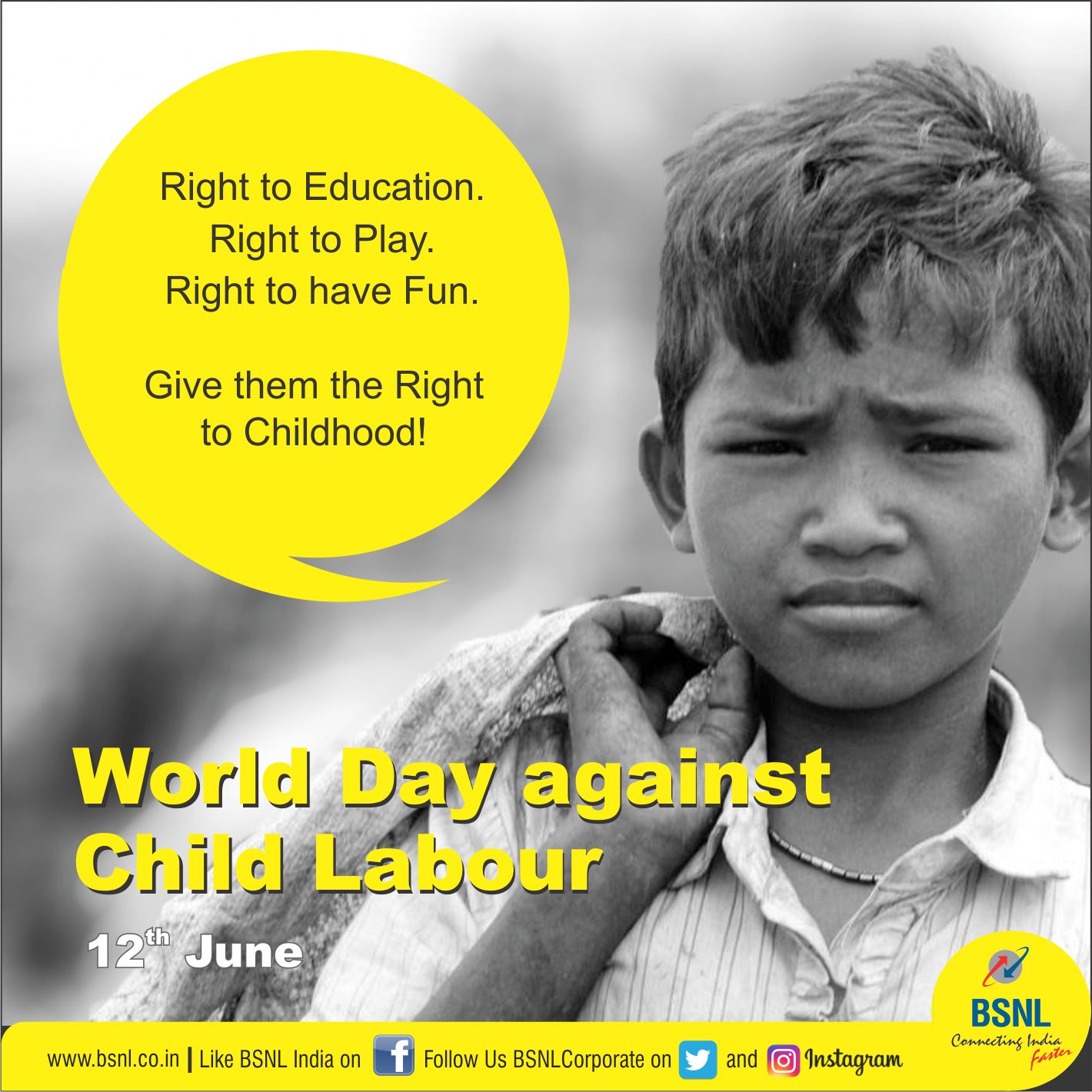 Bsnl India Auf Twitter Child Is Meant To Learn Not To Earn For A Better Nation Stop Child Labour Wdacl Un Unicef Childlabourday Worlddayagainstchildlabour T Co Ylff841k0u