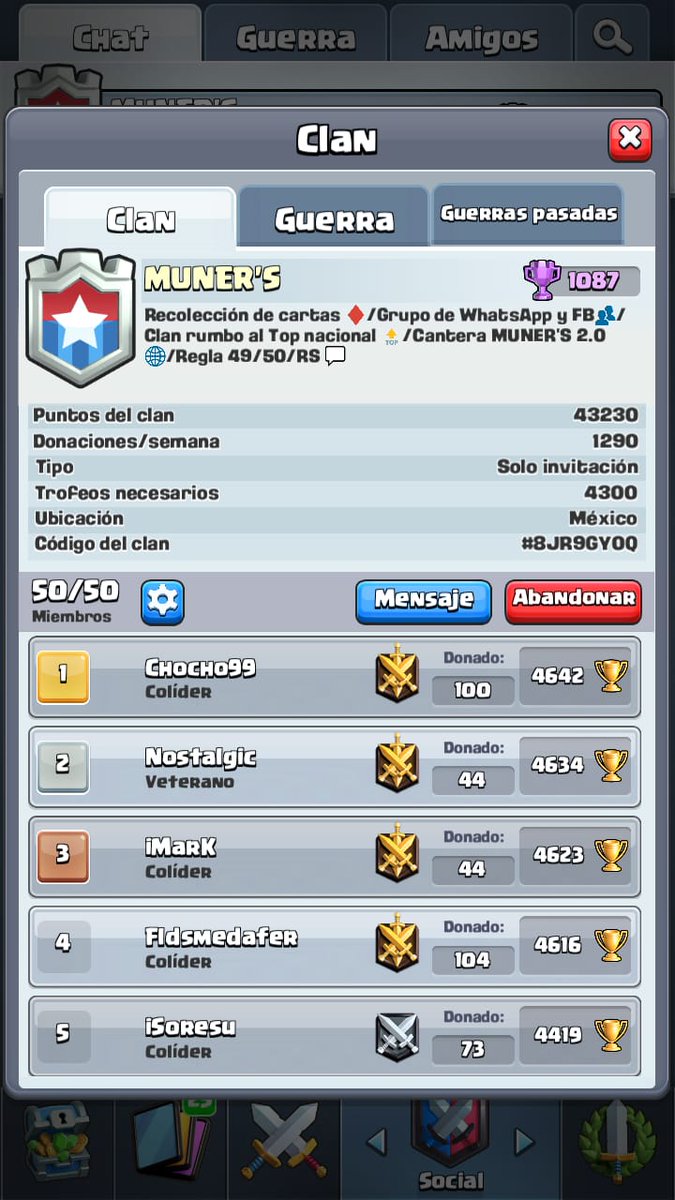 ClashRoyaleHgo's tweet photo. MUNER'S clan competitivo: De 4300 copas en adelante
- Guerra de clanes liga plata III
- Grupo de WhatsApp y Facebook
- Redes Sociales FB y Twitter
- Torneos clásicos 
- Match con clanes competitivos de la Región cada semana 
- Pruebas para equipo competitivo
-Ligas profesionales https://t.co/RDmJxVkvDY