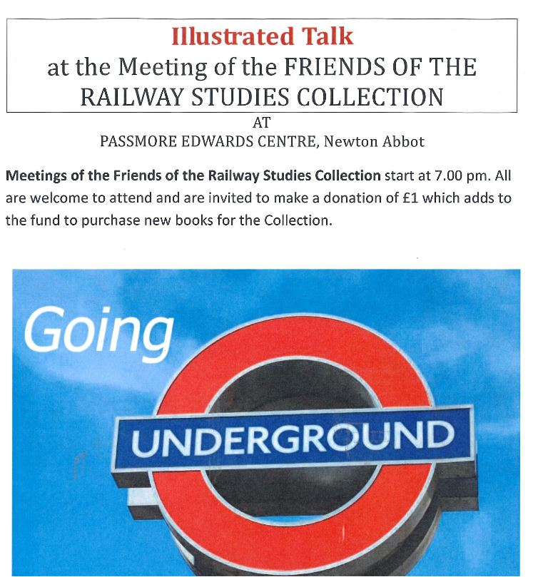 RailwayStudies's tweet photo. Our next talk Going Underground by Paul Silvestri on 19th June at 7pm. https://t.co/kmxZvUoguK