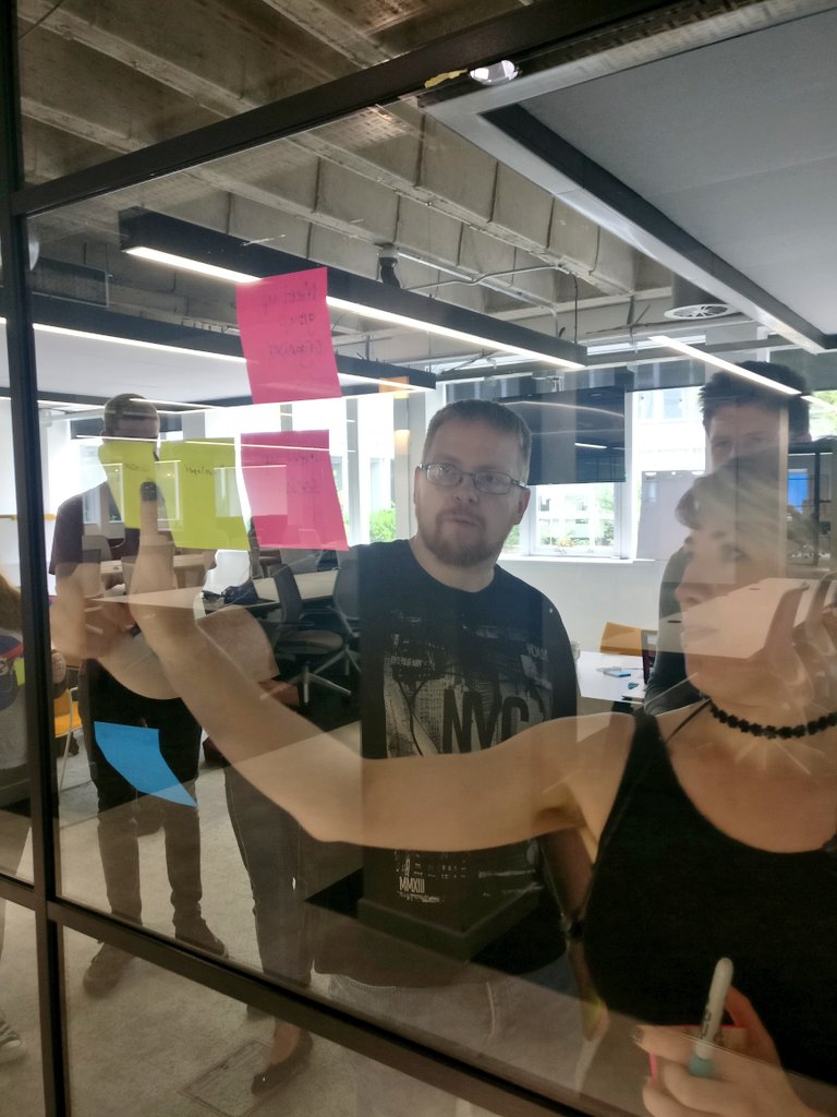 McrDig's tweet image. Our apprentices are getting stuck in with the #uxbootcamp, under the expert guidance of @rick_threlfall.