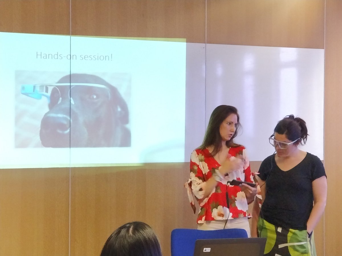 Aston_LangTrans's tweet photo. We are trying the #eyetracking glasses and have some nice slides with dogs #EyeTrackingTS https://t.co/7BYZ8MH4vR